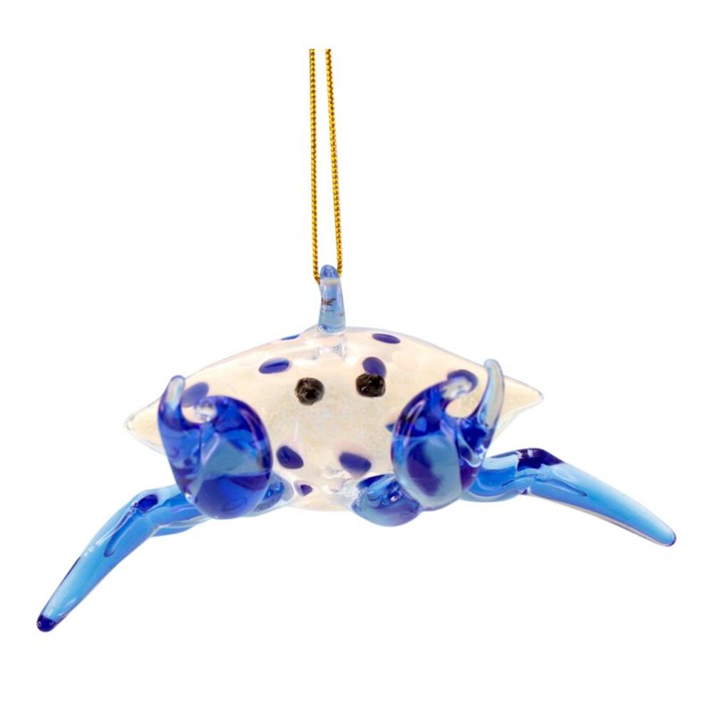 Glass Coastal Maryland Blue Crab Holiday Ornament Glow in the Dark 4 Inch
